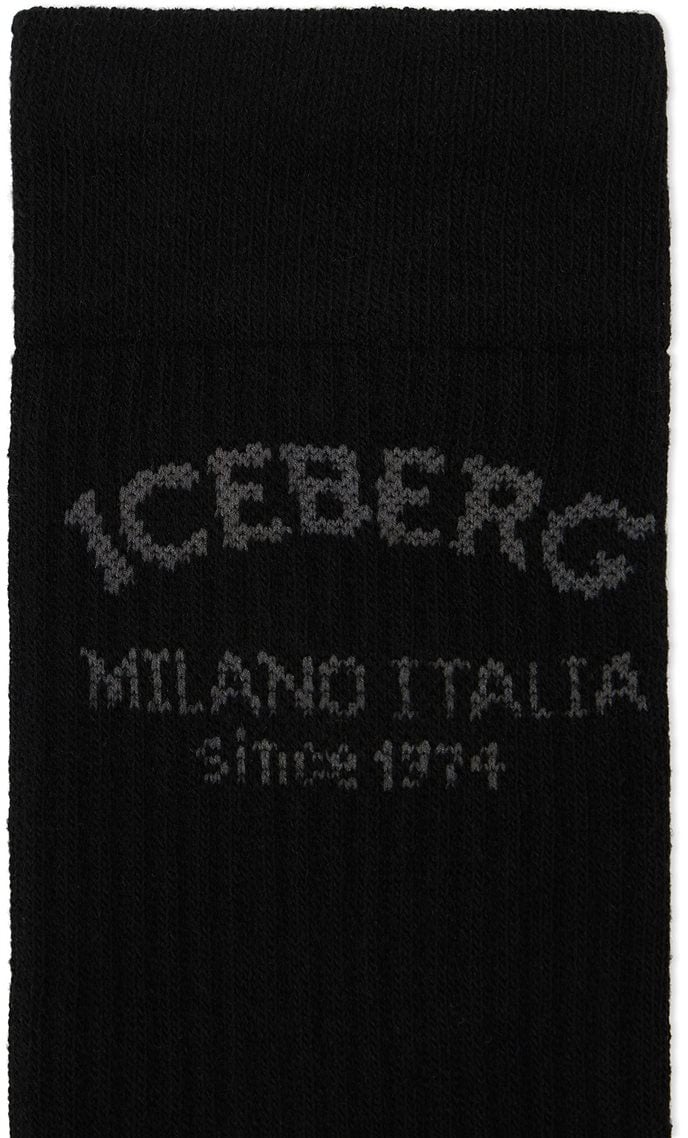 Iceberg Black cotton socks with the Iceberg Milano Since 1974 logo Zwart