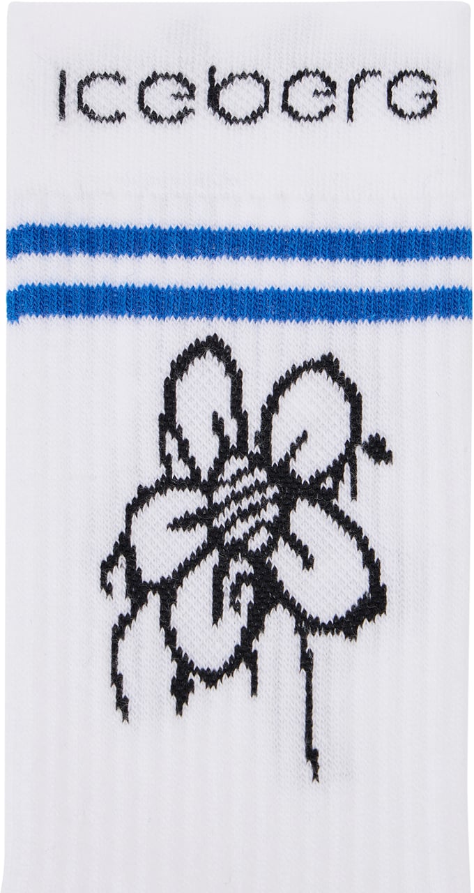 Iceberg Optic white stretch cotton socks with logo and jacquard pattern Wit