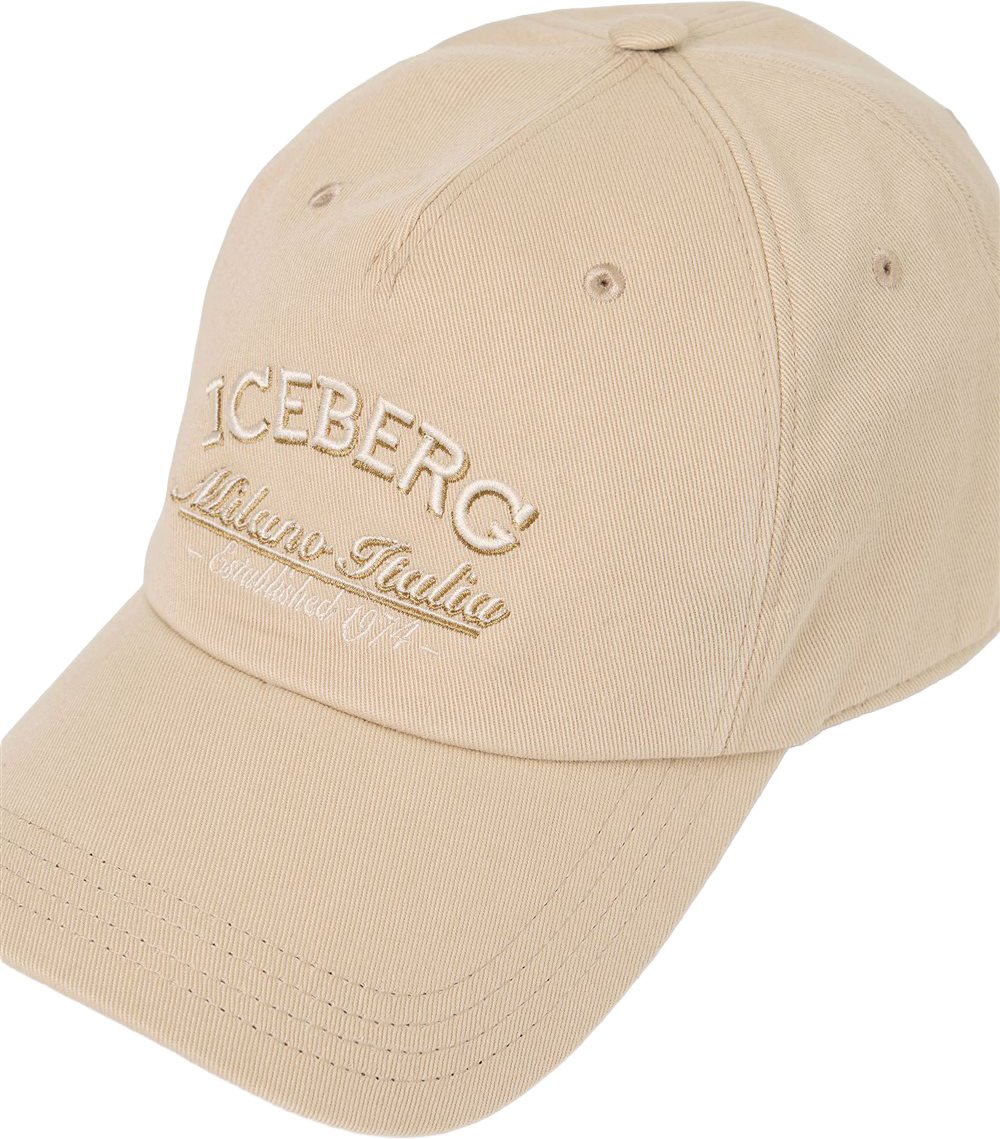 Iceberg Beige cotton gabardine baseball cap with Iceberg embroidery Beige