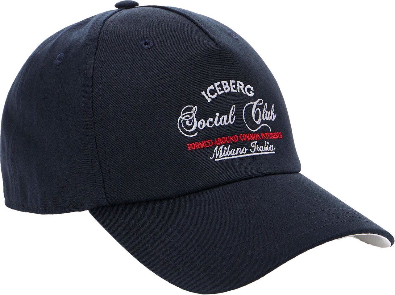 Iceberg Blue cotton gabardine baseball cap with Iceberg Milano Social Club embroidery Blauw