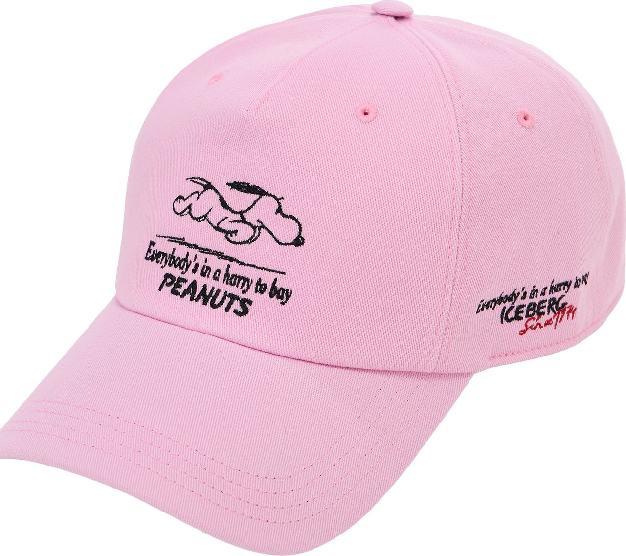 Iceberg Pink gabardine baseball cap with Peanuts embroidery Roze