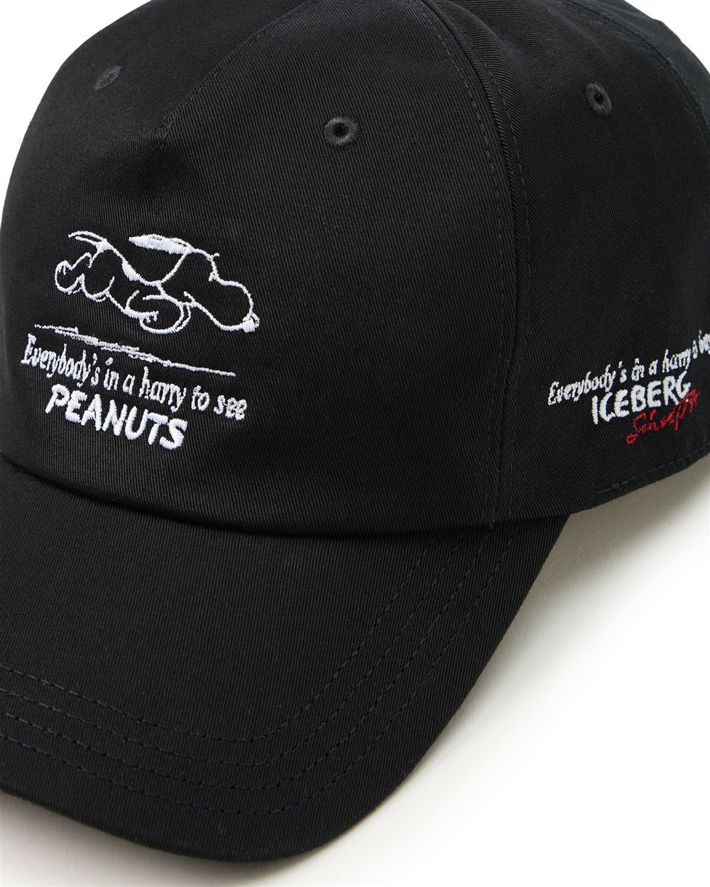 Iceberg Black gabardine baseball cap with Peanuts embroidery Zwart