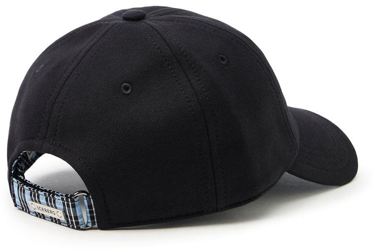 Iceberg Black baseball cap in cotton fleece, with bear appliqué Zwart