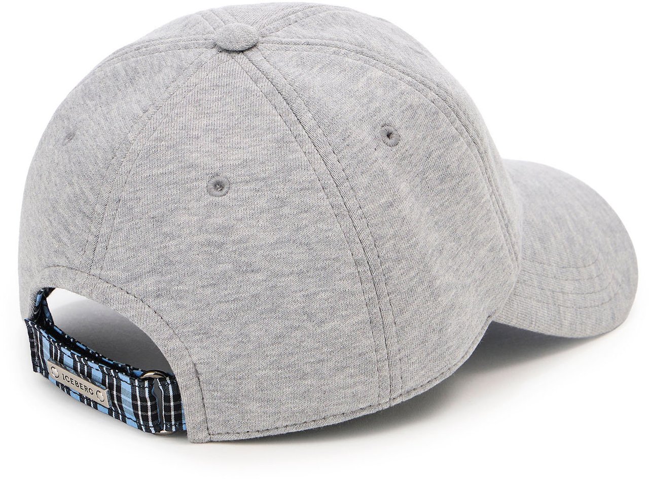 Iceberg Light gray melange baseball cap in cotton fleece, with bear appliqué Grijs