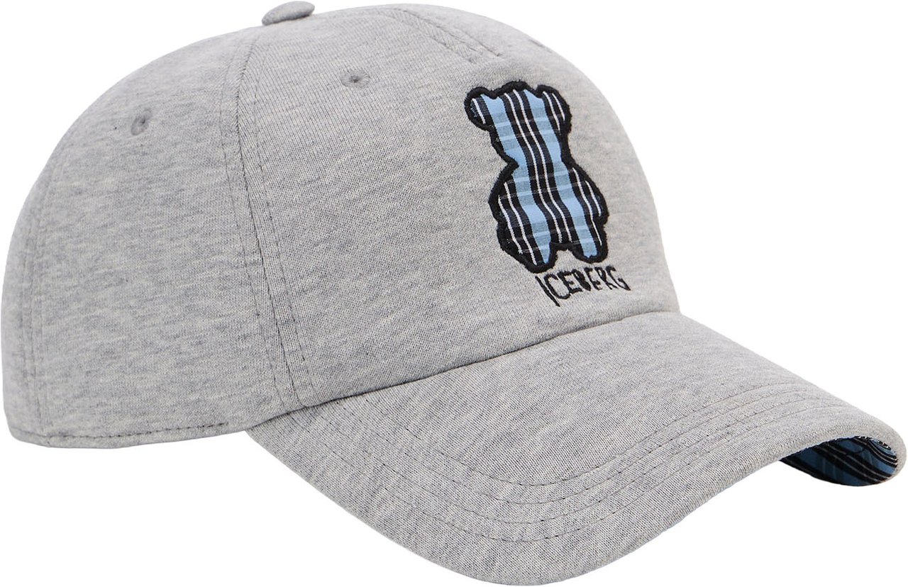 Iceberg Light gray melange baseball cap in cotton fleece, with bear appliqué Grijs