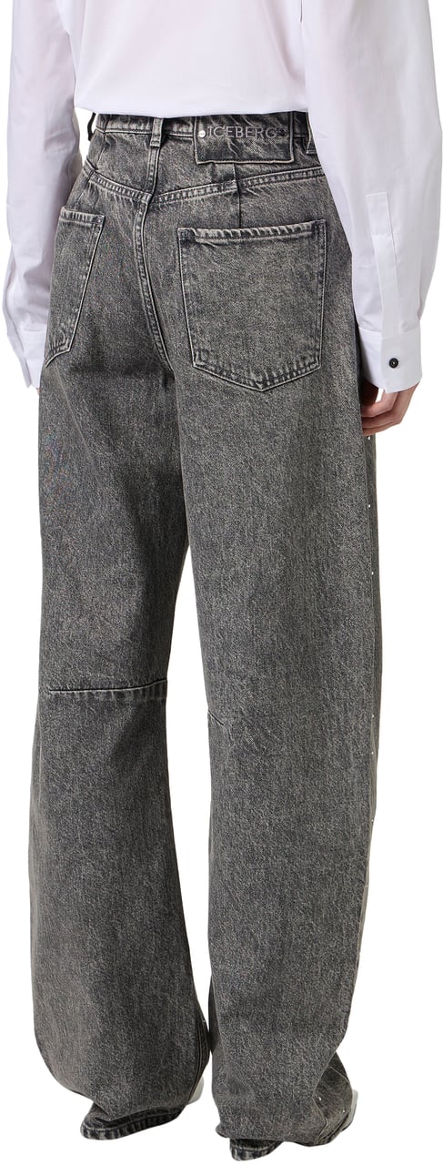 Iceberg Black 5-pocket denim pants in stone wash with a barrel fit Zwart