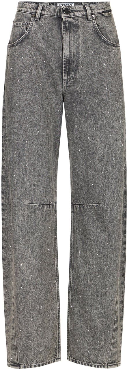Iceberg Black 5-pocket denim pants in stone wash with a barrel fit Zwart