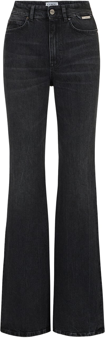 Iceberg Black 5-pocket denim pants in stone wash with a new flare fit Zwart