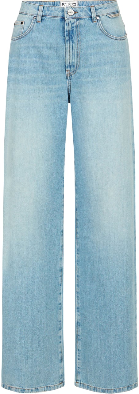 Iceberg New tailoring fit indigo 5-pocket pants in a stone-wash denim Blauw