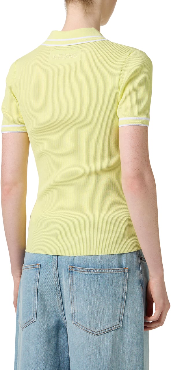 Iceberg Yellow polo shirt in viscose blend with contrasting stripes Geel