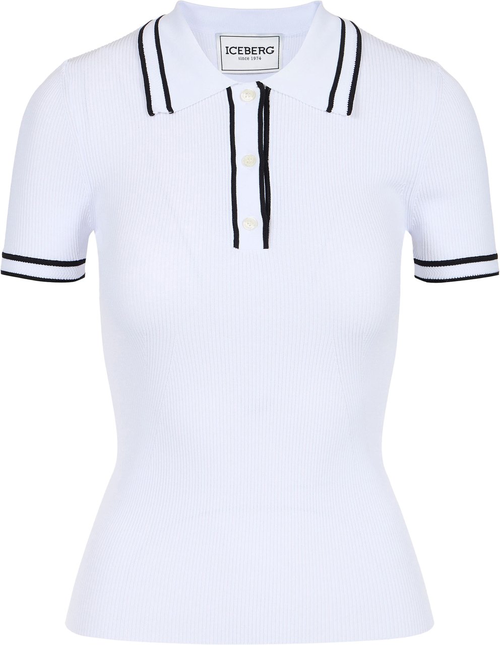 Iceberg Optic white polo shirt in viscose blend with contrasting stripes Wit