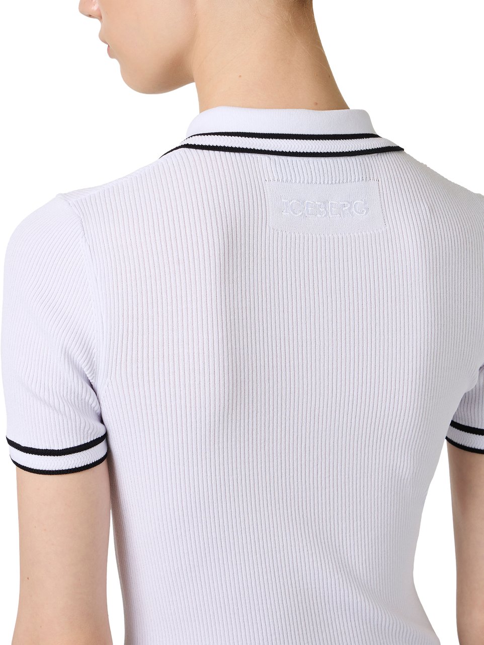 Iceberg Optic white polo shirt in viscose blend with contrasting stripes Wit
