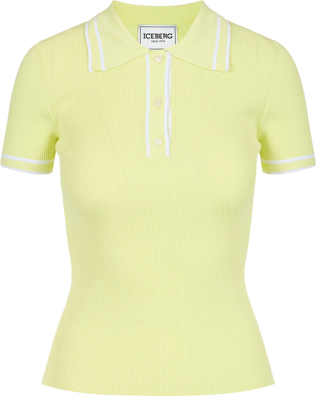 Iceberg Yellow polo shirt in viscose blend with contrasting stripes Geel