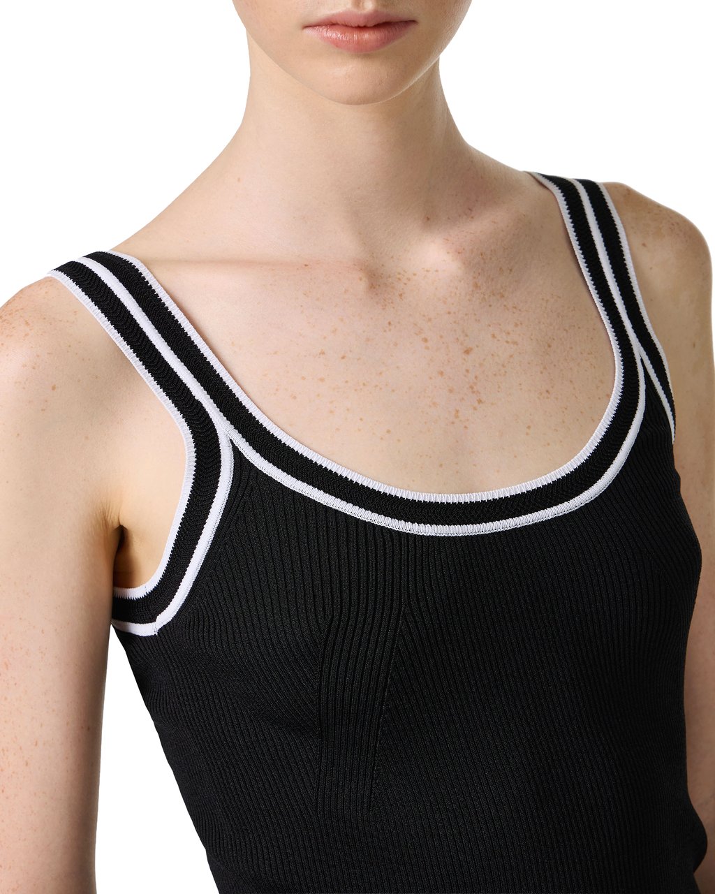 Iceberg Black ribbed tank top in stretch cotton Zwart