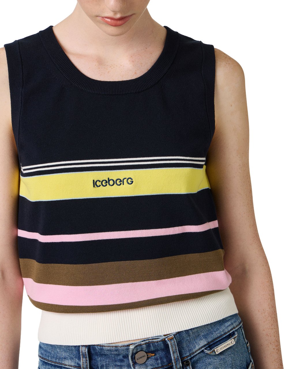 Iceberg Multicolored polo shirt in stretch cotton with contrasting stripes Divers