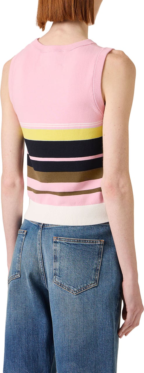 Iceberg Printed stretch cotton top with stripes and contrasting edges Zwart