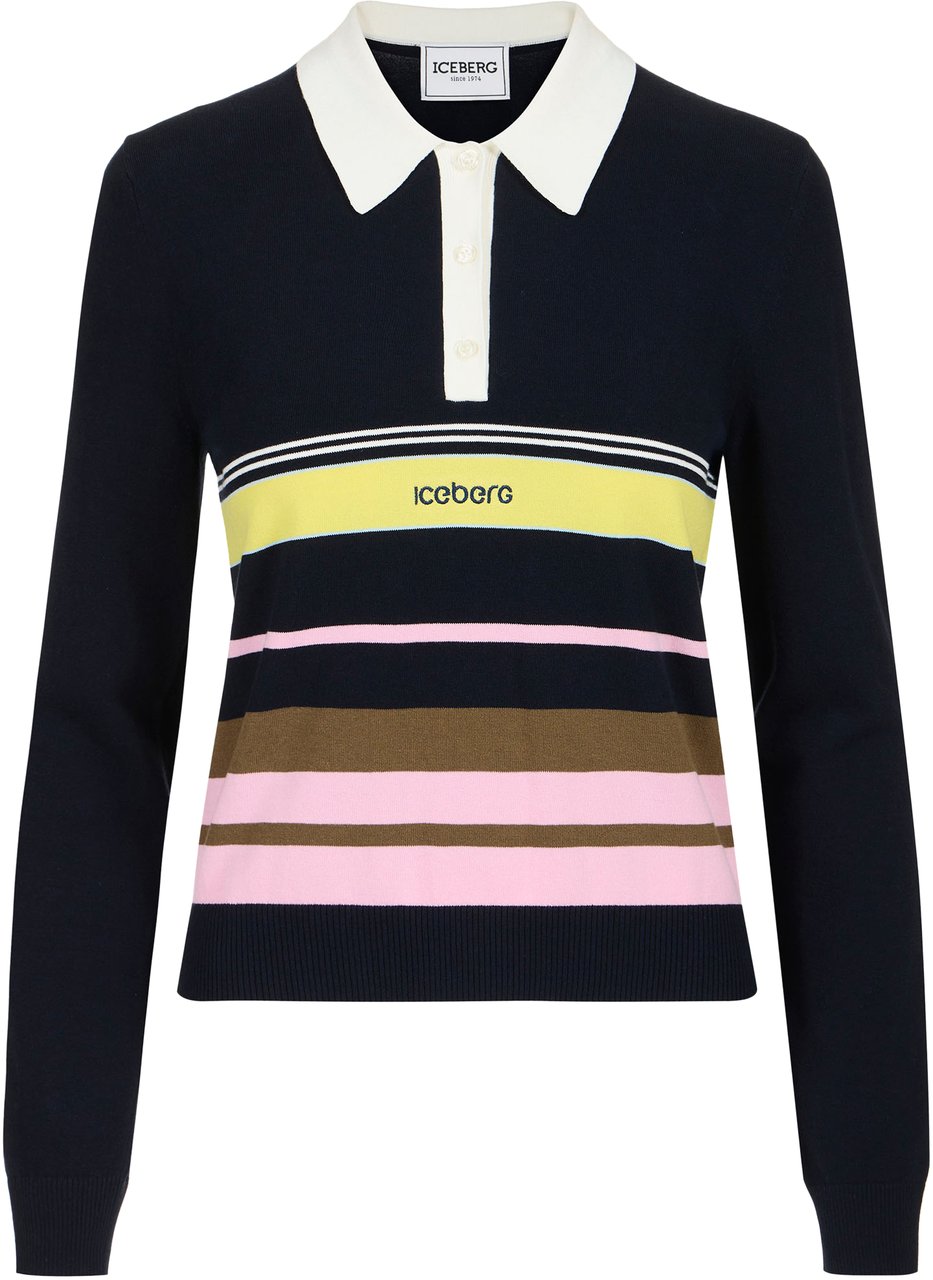 Iceberg Multicolor polo shirt in stretch cotton with contrasting stripes Divers