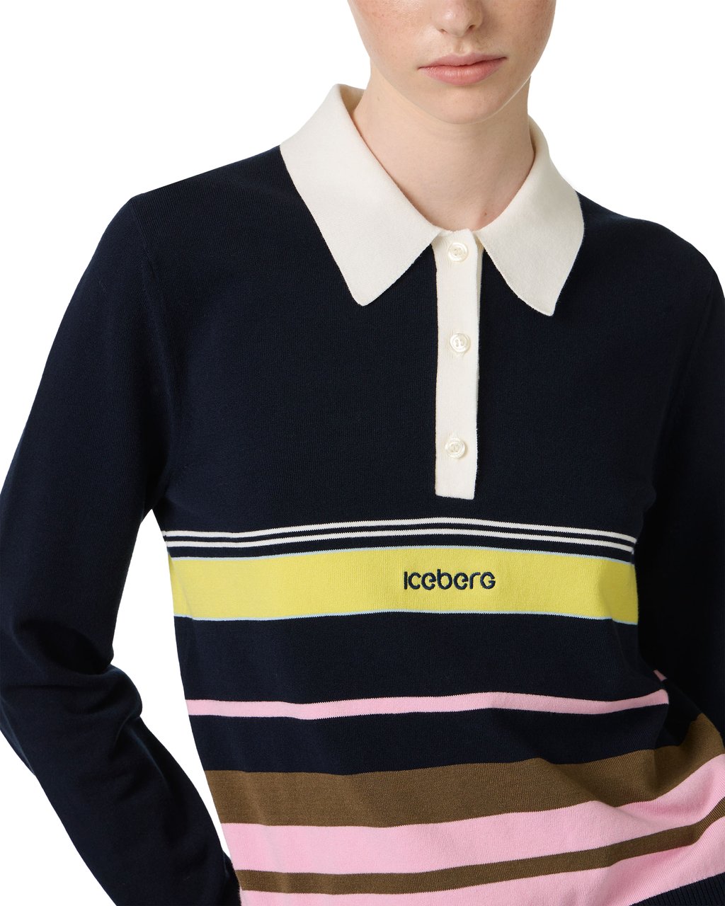 Iceberg Multicolor polo shirt in stretch cotton with contrasting stripes Divers
