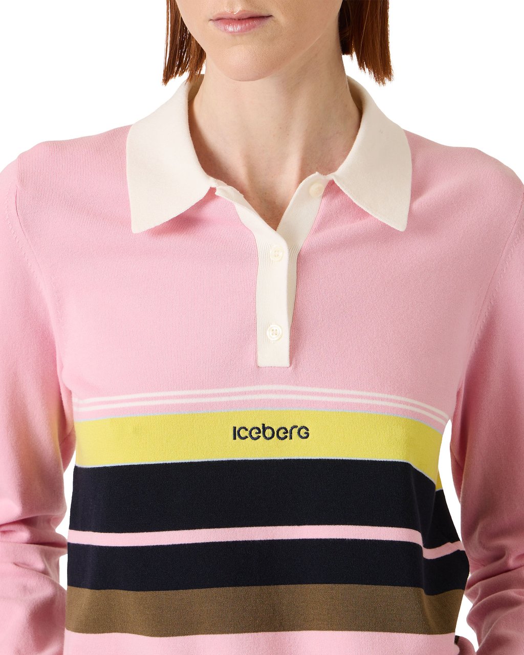 Iceberg Patterned polo shirt in stretch cotton with contrasting stripes Zwart