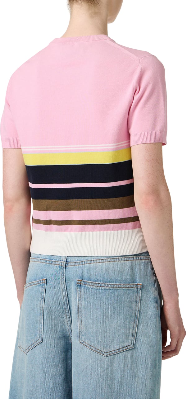 Iceberg Patterned crew neck T-shirt in stretch cotton Zwart