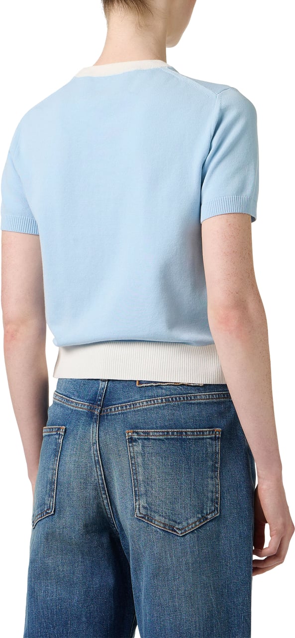 Iceberg Light blue crew neck T-shirt in stretch cotton Blauw