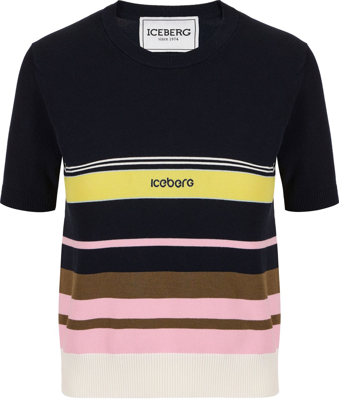 Iceberg Multicolor crew neck T-shirt in stretch cotton Divers
