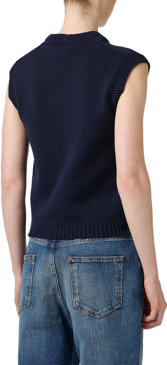 Iceberg Multicolor sleeveless cotton-blend crew neck sweater with dragon inlay Divers