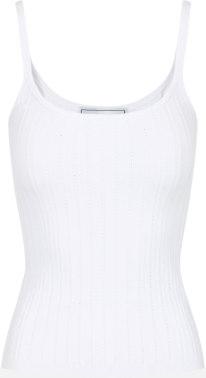 Iceberg Optic white ribbed tank top in viscose with eyelet details Wit