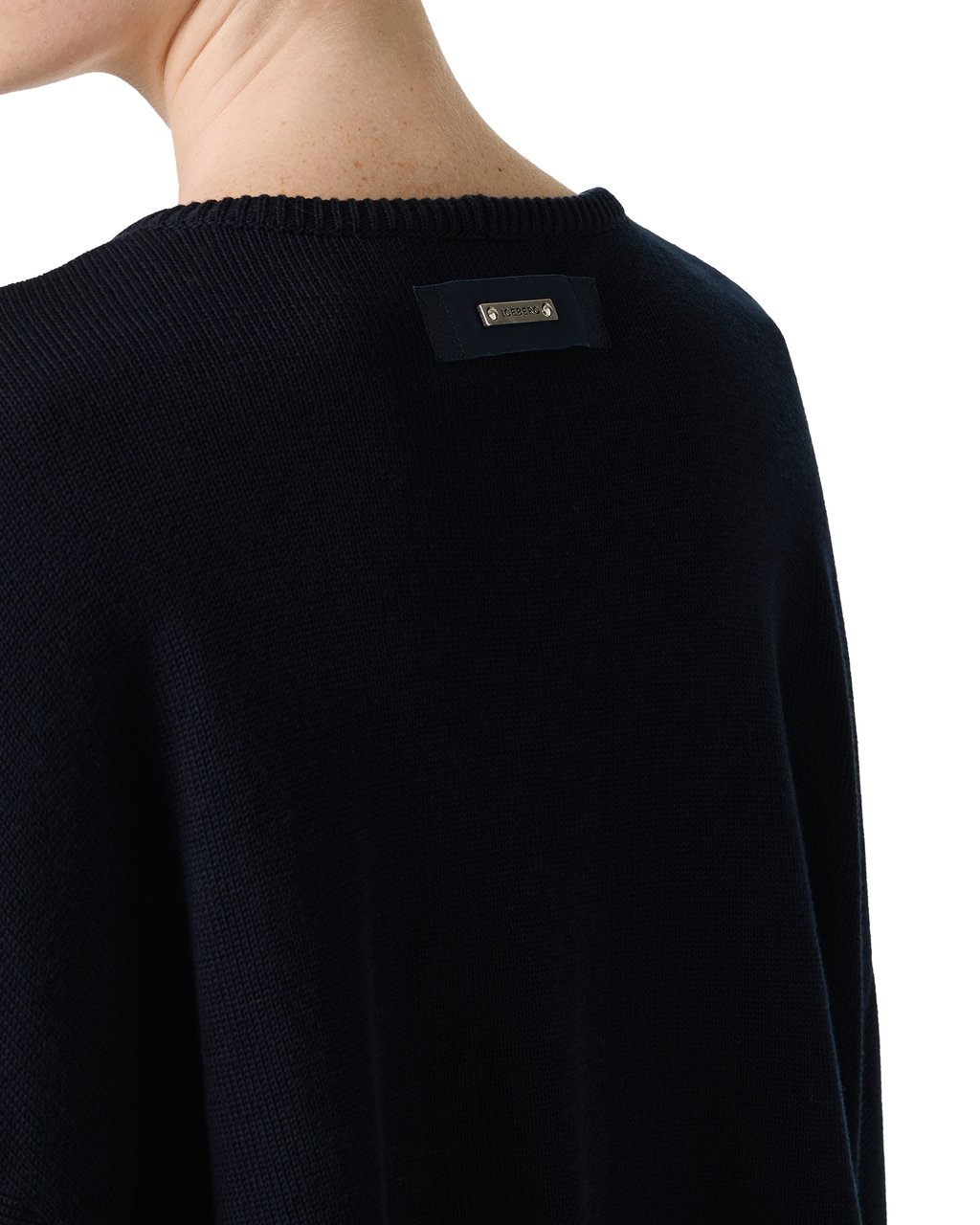 Iceberg Oversized fit classic blue cotton crew neck sweater with floral inlay Blauw