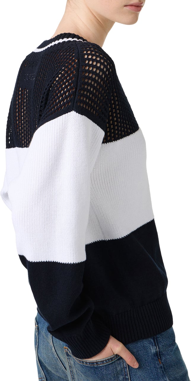 Iceberg Multicolor cotton pullover with stripes and openwork stitches Divers