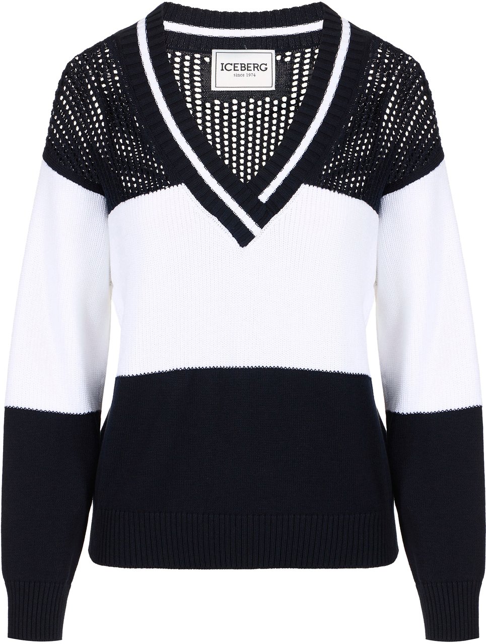 Iceberg Multicolor cotton pullover with stripes and openwork stitches Divers