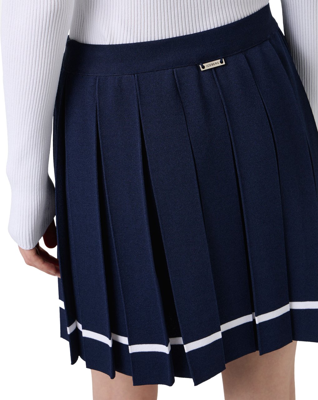 Iceberg Classic blue mini skirt in viscose blend with slit Blauw