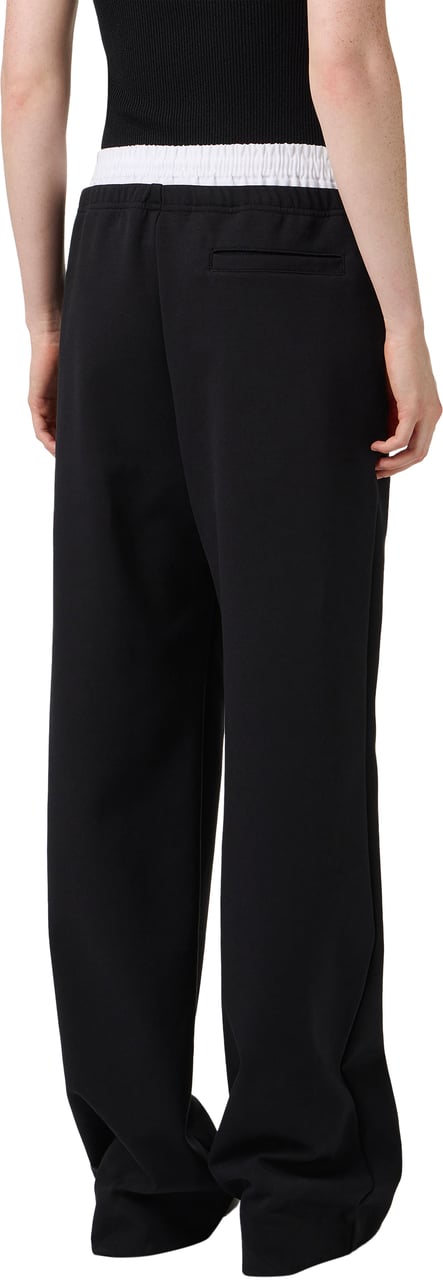 Iceberg Black wide-leg pants in technical fabric with print Zwart