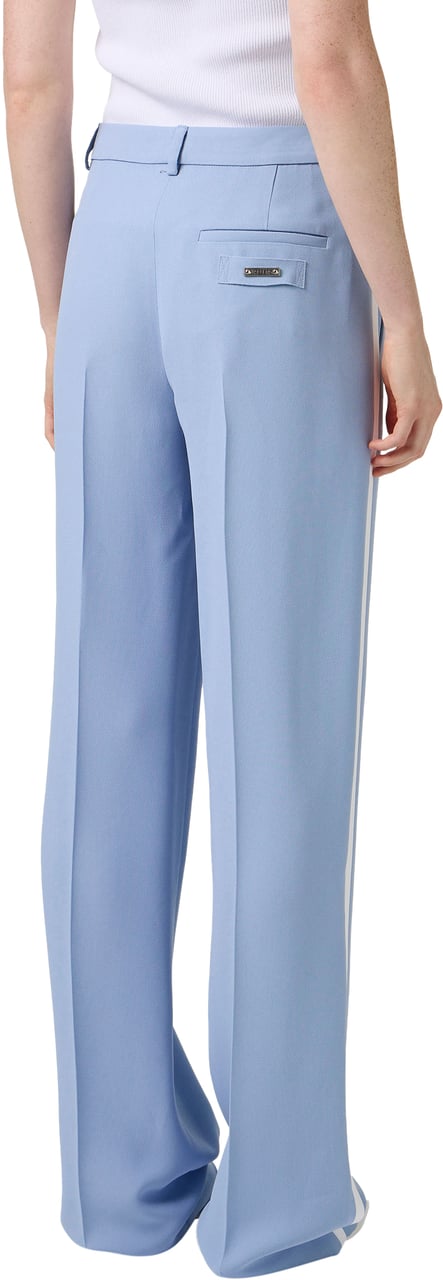 Iceberg Powder blue straight leg pants in viscose cady fabric Blauw