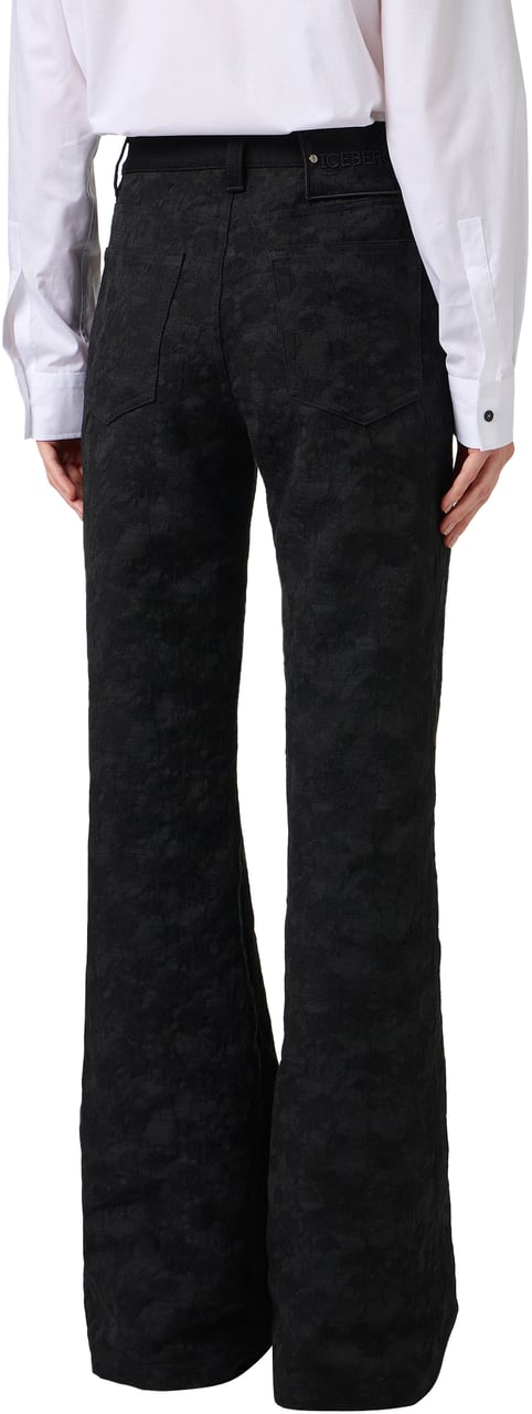 Iceberg Black regular fit pants in technical jacquard fabric Zwart