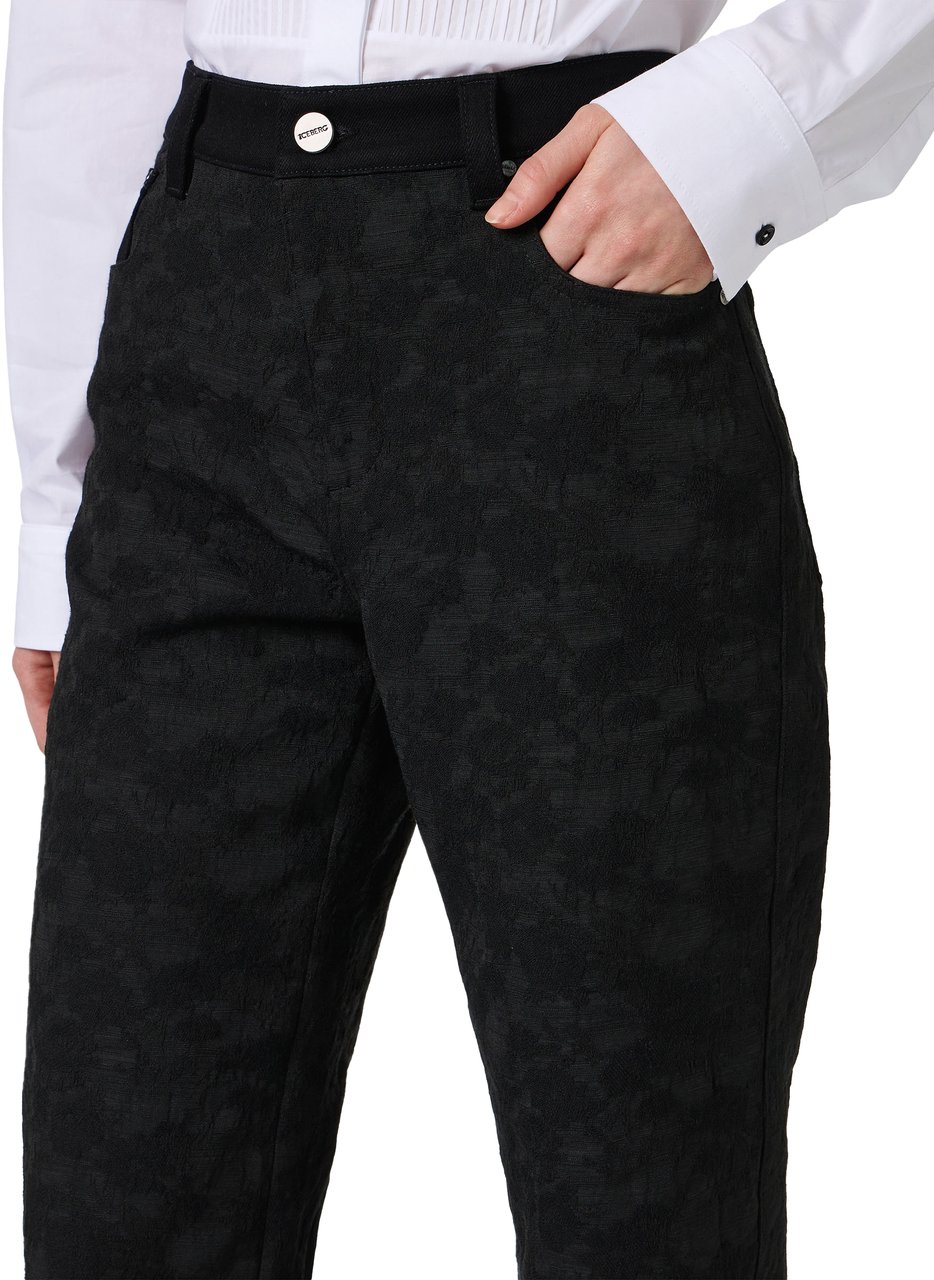 Iceberg Black regular fit pants in technical jacquard fabric Zwart