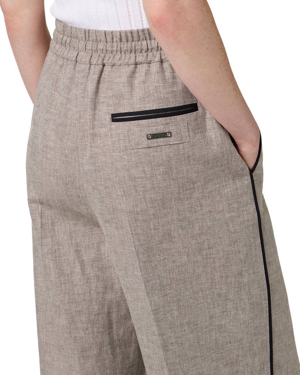 Iceberg Relaxed fit rope-colored diagonal linen blend pants Bruin