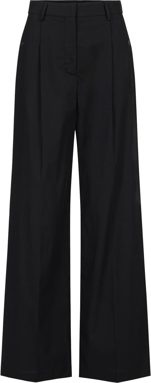 Iceberg Comfort fit black cotton poplin straight leg pants Zwart