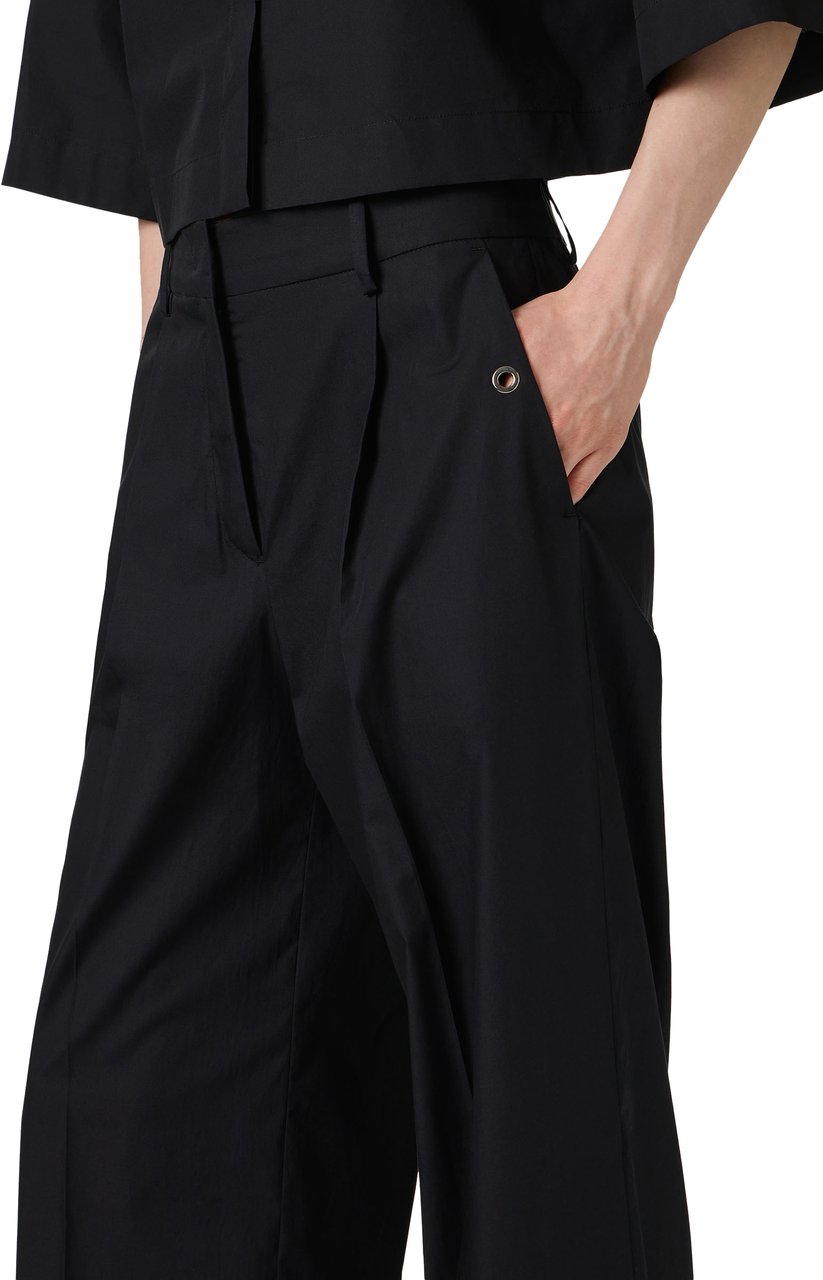 Iceberg Comfort fit black cotton poplin straight leg pants Zwart