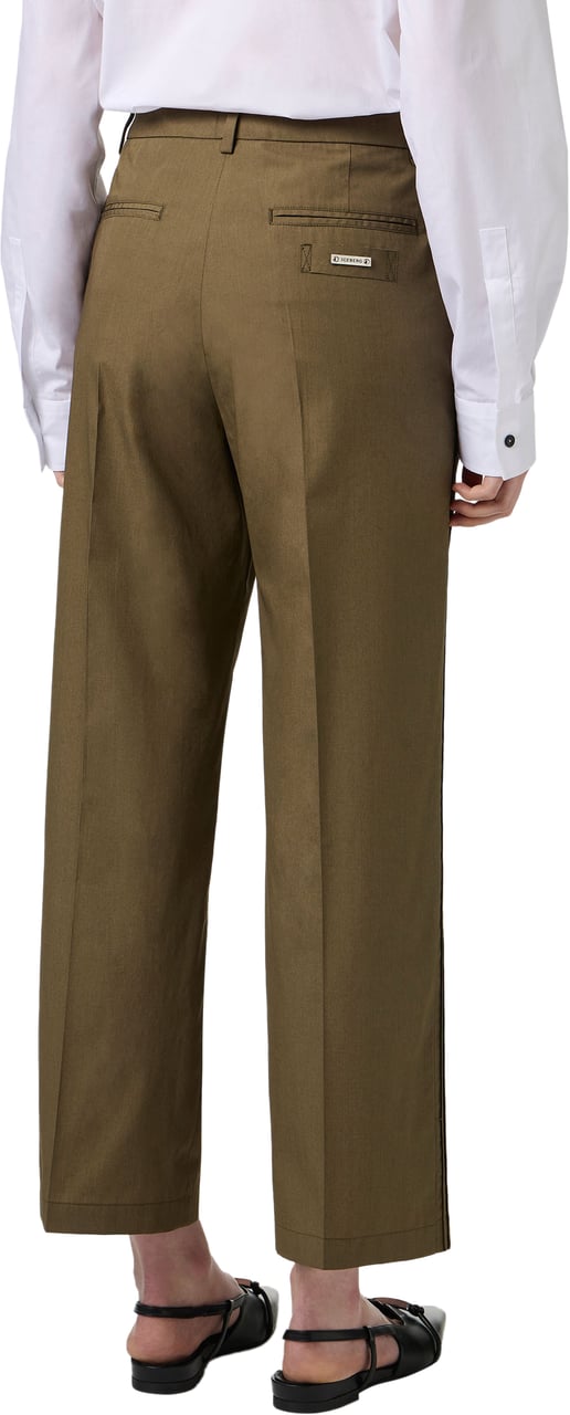 Iceberg Regular fit khaki cotton poplin pants Groen