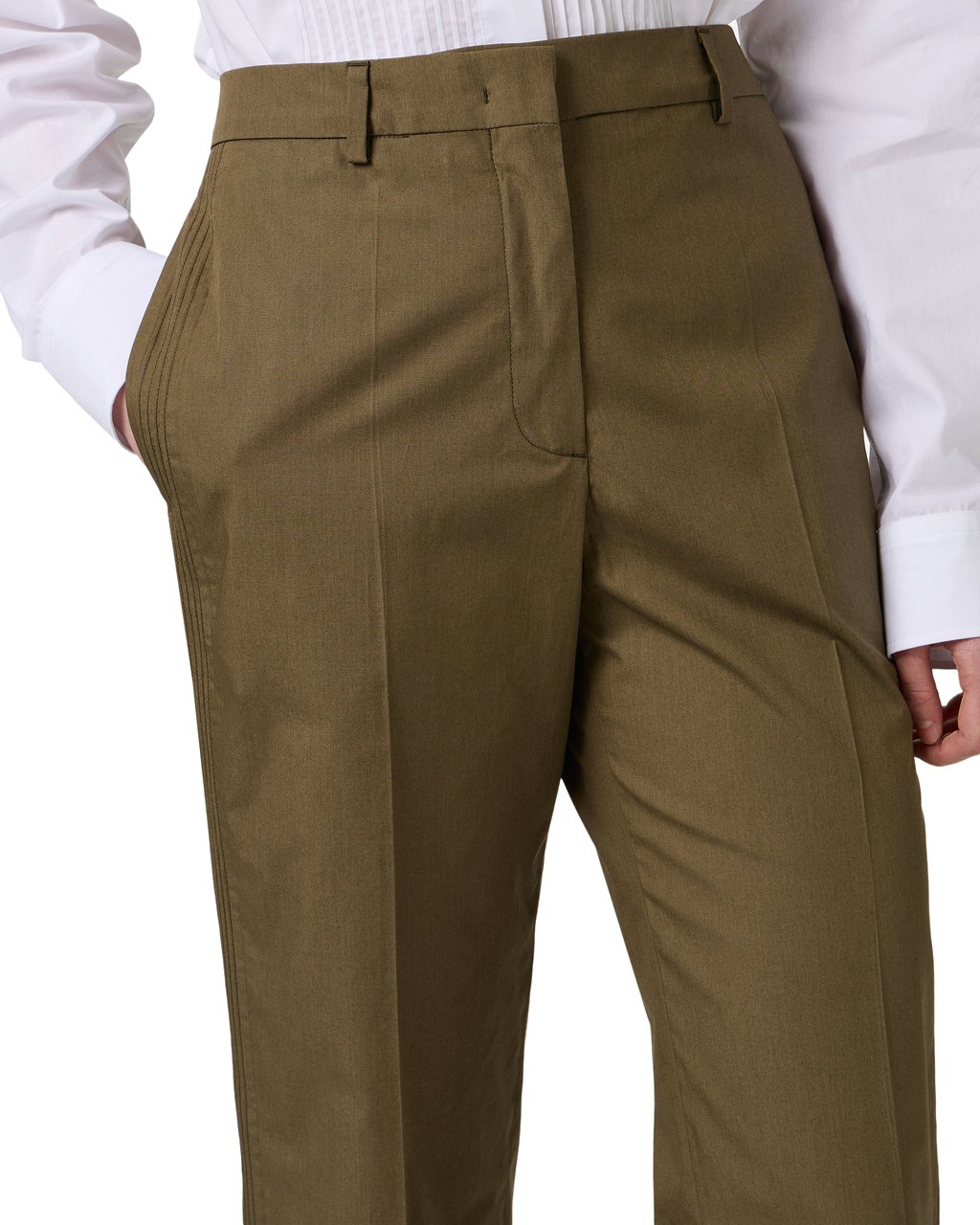 Iceberg Regular fit khaki cotton poplin pants Groen