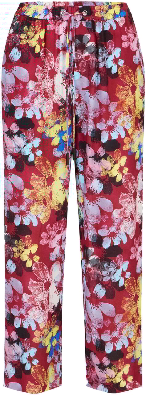 Iceberg Floral patterned jogging fit pants with red bottom in sustainable viscose Divers