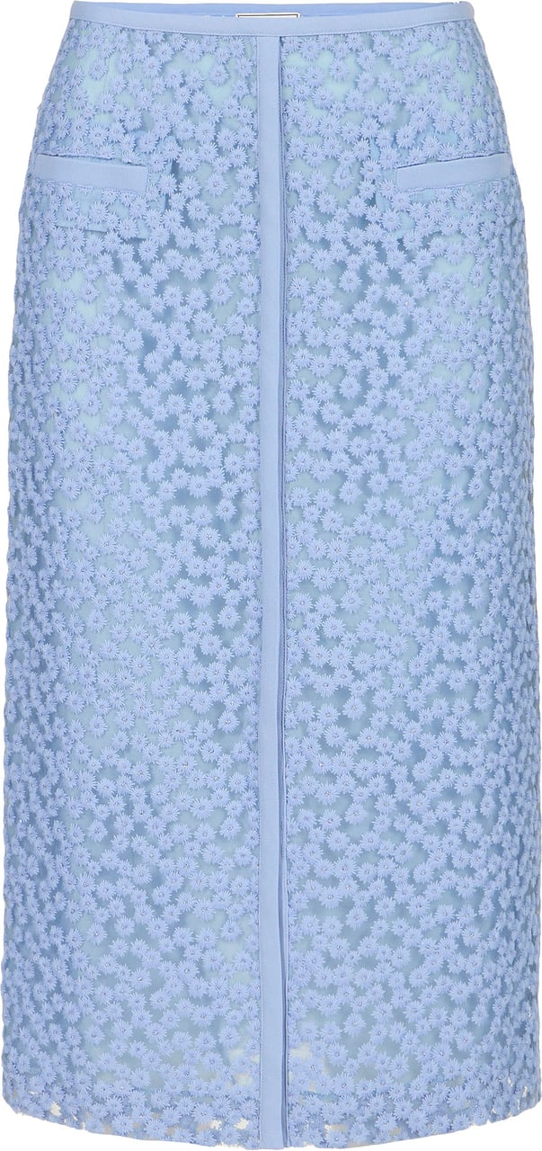 Iceberg Powder blue, regular fit pencil skirt in embroidered tulle Blauw