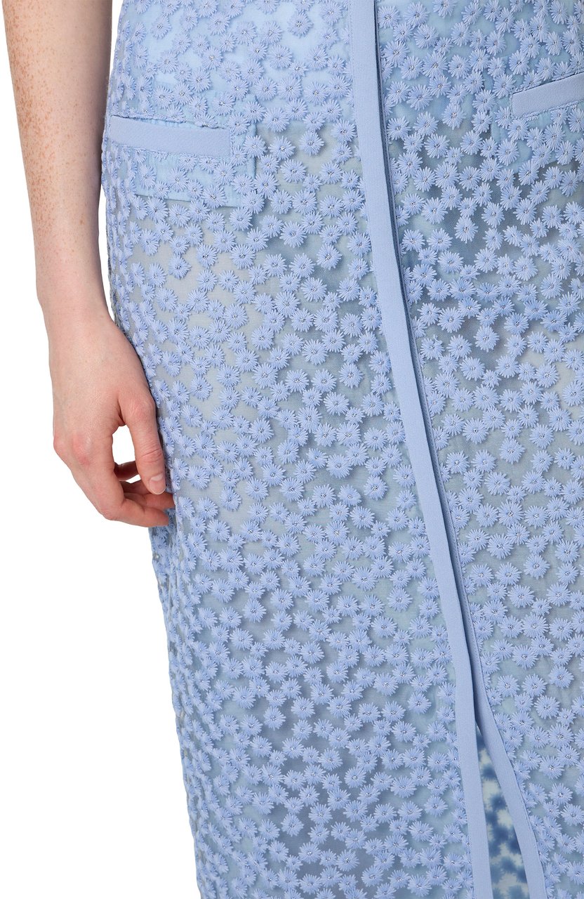 Iceberg Powder blue, regular fit pencil skirt in embroidered tulle Blauw