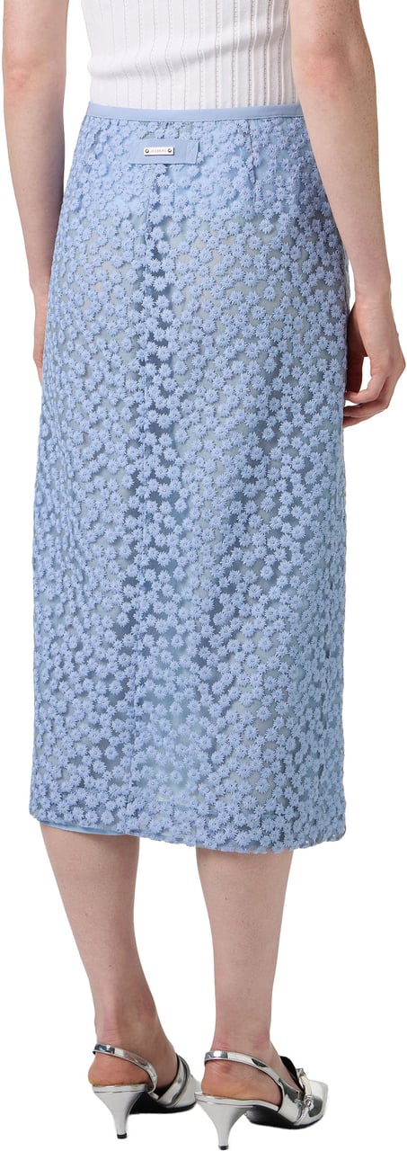 Iceberg Powder blue, regular fit pencil skirt in embroidered tulle Blauw