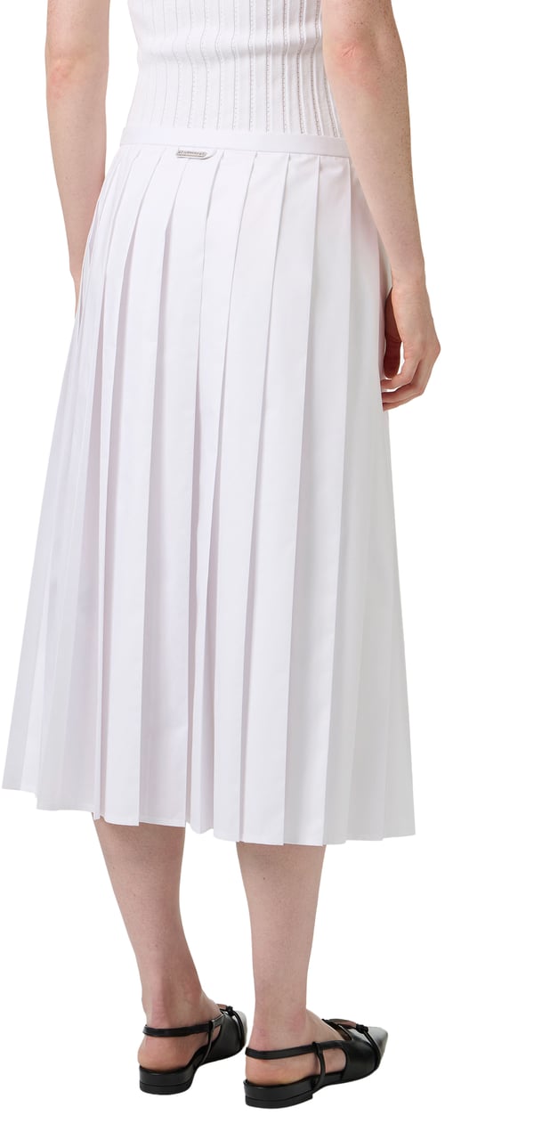Iceberg Optic white relaxed fit skirt with pleats in cotton poplin Wit
