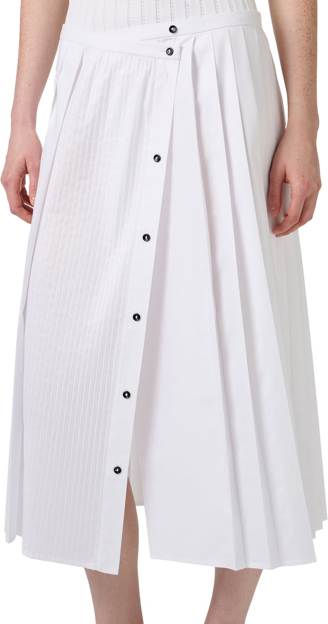 Iceberg Optic white relaxed fit skirt with pleats in cotton poplin Wit