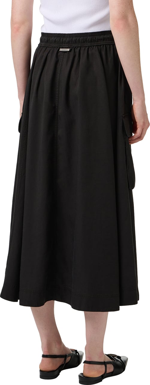Iceberg Black relaxed fit skirt with drawstring in technical fabric Zwart