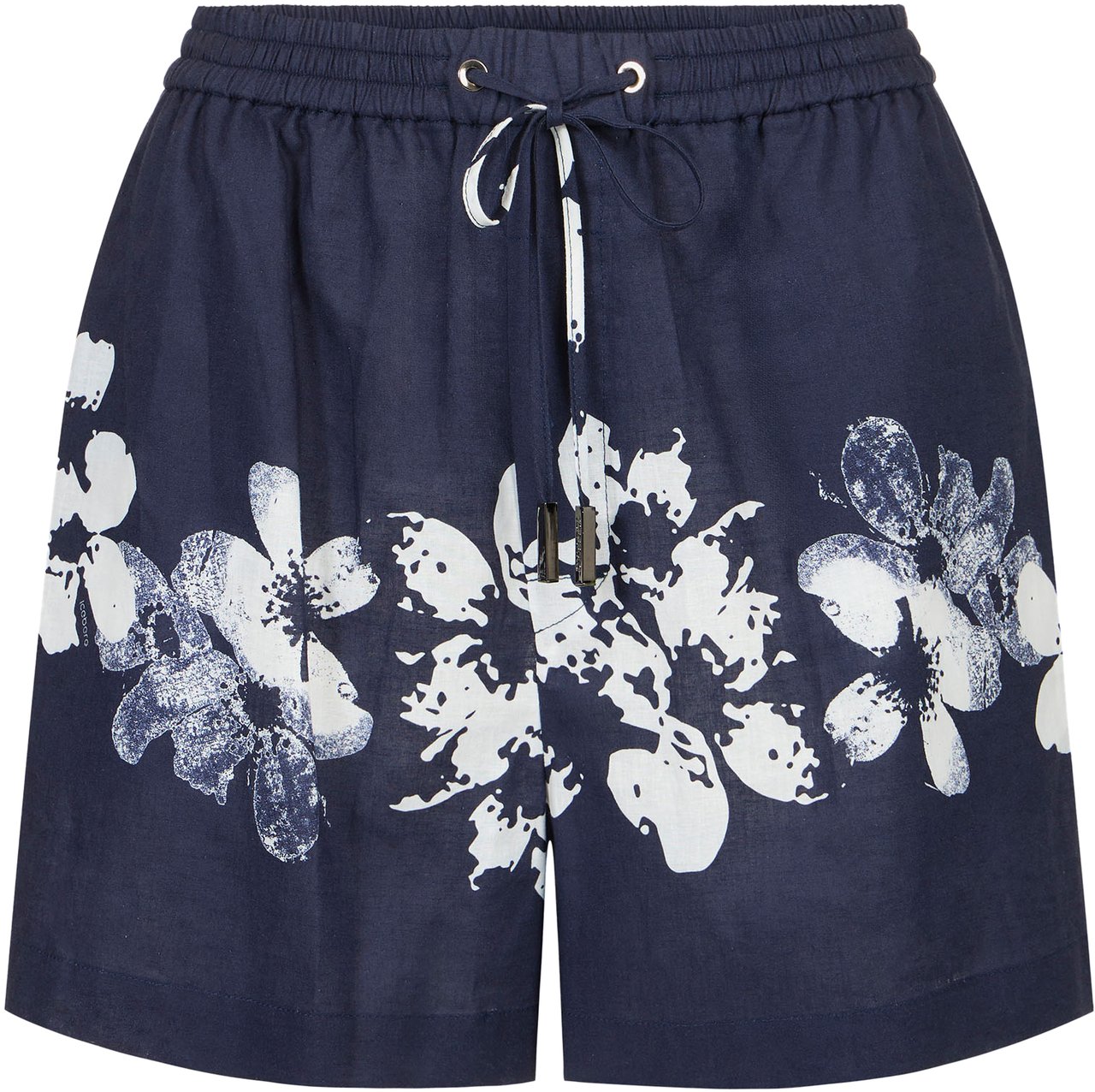 Iceberg Comfort fit blue linen and cotton Bermuda shorts with Hawaiian print Divers