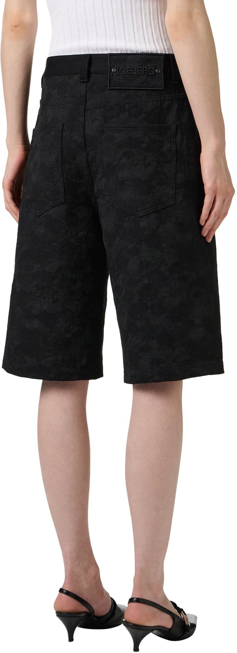 Iceberg Black regular fit Bermuda shorts in technical jacquard fabric Zwart